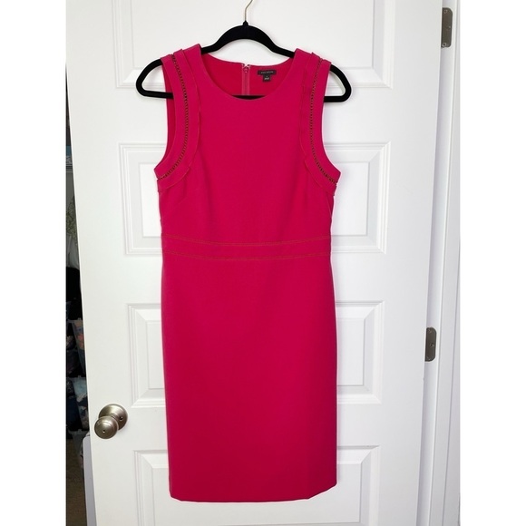 Ann Taylor Ruffle Sleeve Doubleweave Eyelet Sheath Dress in Pink Women’s Size 6 - Picture 3 of 10